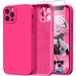 Designed for iPhone 13 Pro Case - Upgraded Enhanced Camera Protection - Soft Microfiber Lining Inside - Liquid Silicone Shockproof Protective Phone Case 6.1" for Men Women Girls - Hot Pink