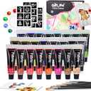 Colorful Fabric Paint Set for Clothes 24 Colors - Permanent Textile Paint Kit for Shoes, Canvas - Non-Toxic Slick Painting Set for Adults, Beginner & Artists (0.4 Fl Oz (Pack of 24))