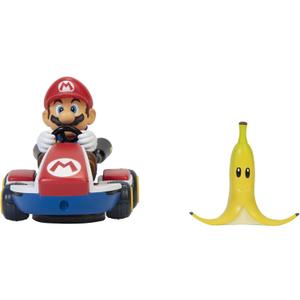 Super Mario Spin Out Mariokart Mario Racer Vehicle with 360 Spins, Wind Up and Go! Includes One 2.5 Mario Action Figure