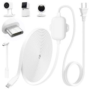 delilyn 25FT Outdoor Power Adapter for WYZE Cam V4, Cam OG/V3/V3 Pro, L-Shape Micro USB Extension Cable for WYZE Cam Pan V3, Replace for WYZE Plug, IP67 Waterproof Flat Cable Charge Your Camera (White)