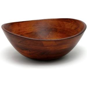Lipper International Cherry Finished Wavy Rim Serving Bowl for Fruits or Salads, Matte, Large, 13" x 12.5" x 5", Single Bowl