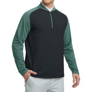 Rouen Quarter Zip Pullover Men Lightweight Performance Collarless Raglan Micro Fleece Midlayer Golf Sport Sweatshirts for Men (3X-Large, Black)