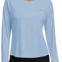 MoFiz Women's UPF 50+ Sun Protection Long Sleeve Shirts for Hiking Running Athletic Quick Dry Loose Fit Workout Tops (Blue, M)