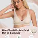 Waitgirl No Underwire Bras for Women Deep V Jelly Bra with Support Full Coverage Push Up Bralettes Cream X-Large