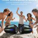 havit 120W Loud Bluetooth Speaker with Deep Bass, IPX6 Waterproof Outdoor Party Speaker, RGB Lights, 12H Playtime, TWS Pairing, Portable Speaker for Beach, Camping, Backyard