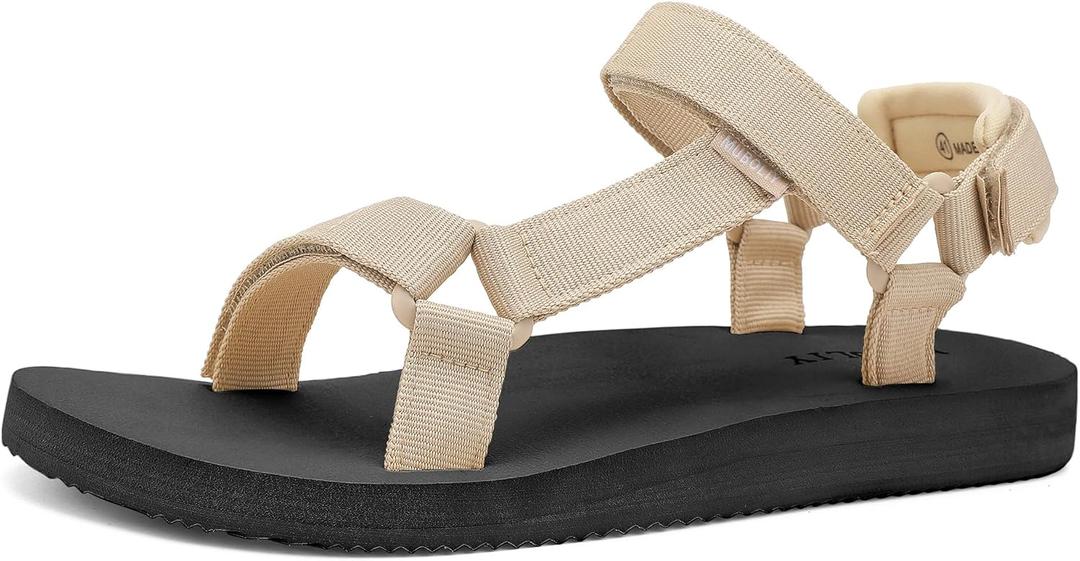 Women's Original Sandals Comfortable Quick-Drying Casual Sport Sandal Walking Hiking Water Sandals With Arch Support, Champagne US 9