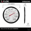 Taylor Big and Bold Wall Thermometer, Indoor Outdoor Thermometer, Wireless Thermometer with Easy to Read Numbers for Patio, Pool, and Indoor Areas, 13.25-inch, Black