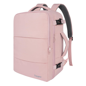 Taygeer Travel Backpack for Women, Carry On Backpack with USB Charging Port & Shoe Pouch, TSA 15.6inch Laptop Mochila Flight Approved, Nurse Bag Casual Daypack for Weekender Business Hiking, Pink