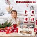 WHCHJ Christmas Gingerbread Train Kitchen Utensils Holder, Xmas Marshmallow Candy Cane Cupcake Wooden Utensil Organizer for Kitchen Decorations, Cute Christmas Desk Storage Organizer