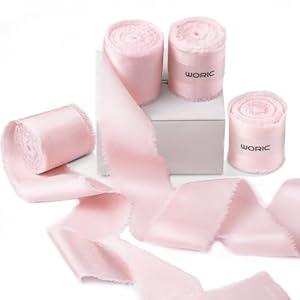 Ivory Ribbon 4 Rolls 1.5 x 20 Yard Handmade Frayed Cream Satin Silk Chiffon Ribbon for Flower Bouquet Floral Arrangement Gift Wrapping Party Wedding Invitation Holiday Christmas Decor