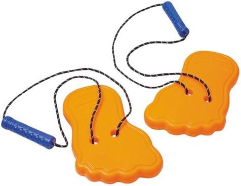 Fun Express 8 3/4" Bright Orange Giant Plastic Feet Stilts with Cording - 6 Pieces