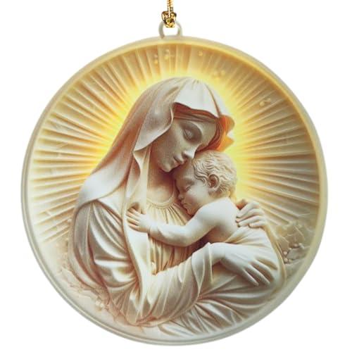 Virgin Mary and Child Ornament – Catholic Christmas Ornament 2025, Religious Christian Christmas Decor for Tree, Blessed Mother Ornament Gift for Women, Moms and Family