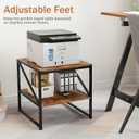 2-Tier Large Printer Stand with Storage Shelf, 20"×20" Under Desk Printer Table for Office, Mini Fridge Stand, End Table for Living Room, Heavy Duty Storage Rack for Scanner Fax Machine, Rustic Brown