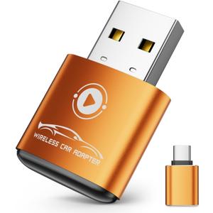 Wireless CarPlay Adapter for Apple iPhone2026 Upgraded Mini Design, Converts Factory Wired to Wireless Adapter for CarPlay, Plug and Play, Auto Connect Fast and Stable(Orange)