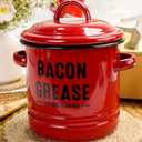 Bacon Grease Saver with Strainer Emptycolor 46oz Grease Container for Kitchen, Cooking Oil Bacon Fat Storage Can Jar with Stainless Steel Filter Farmhouse Style Grease Holder, Dishwasher Safe