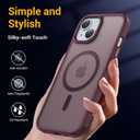 for iPhone 15 Case [Compatible with MagSafe] [Military-Grade Drop Protection] [Anti-Fingerprint] [Anti-Scratch] Slim Silky-Soft Touch Translucent Matte Case 6.1 inch, Burgundy