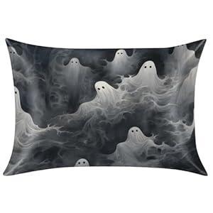 Satin Pillowcase for Hair and Skin, Ghost Specter Silk Pillowcase Standard Size Silky Pillowcases with Zipper Slip Cooling Satin Pillow Cases Pillow Cover (20x26 Inches)
