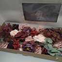 Ling's moment Fake Flowers Box, Faux Artificial Greenery Stems Foam Roses Dahlia Silk Peonies Eucalyptus Fabic Flower for Centerpieces Bouquet Wedding Vase, Dusty Rose & Burgundy, Deluxe Combo