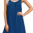 Ekouaer Nightgowns for Women Sleeveless Nightdress Cute Night Gowns Short Sleepshirt Soft Sleepwear Pajama Dress Navy White Dots, Small