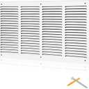 20x10 Duct Opening | Steel Return Air Grille | Vent Cover Grill for Sidewall and Ceiling | HVAC Cold Air Intake Grille | White | Outer Dimensions: 21.75"W X 11.75"