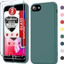 LeYi for iPhone SE Case, iPhone 8 Case with [2 Pack] Tempered Glass Screen Protector, Soft Liquid Silicone Cover Microfiber Liner Funda para Cell Phone Case for iPhone 7/ SE 2022 2020, Green