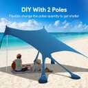 Osoeri Beach Tent, Camping Sun Shelter UPF50+ with 8 Sandbags, Sand Shovels, Ground Pegs & Stability Poles, Outdoor Shade Beach Canopy for Camping Trips, Fishing, Backyard Fun or Picnics, Blue