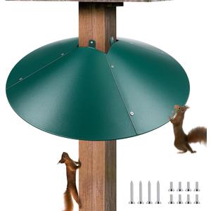Qualirey 1 Pack 21.5 Inch Metal Squirrel Proof Baffle for 4 x 4 Posts Wrap Around Guard for Bird Feeder Pole to Deter Squirrels (Green)