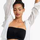 Women's Wireless Strapless Bandeau Bra Tube Top Unlined Bralette (Large, Black)