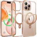 CASEKOO Desert Titanium for iPhone 16 Pro Max Case with Stand, Summer, Fit for MagSafe, 16FT Military Grade Protection, Kickstand for Viewing & Work, Clear Back, Champagne Gold