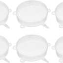 uxcell Silicone Stretch Lids, 6Pack 4.53" Round Container Lid Silicone Bowl Covers Reusable Silicone Lids for Cups, Bowls and Food Cover, White