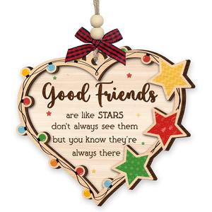 2 x Friends Christmas Ornaments 2025 - Friendship Ornament, Friendship Gifts for Women, Men - Wooden Good Friends are Like Stars Ornament for Bestie, Soulmate, Sister, Coworkers, Neighbors