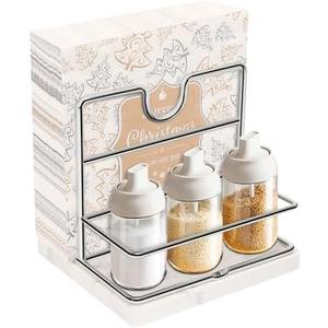 Livabber Napkin Holder, Metal Napkin Storage with Salt and Pepper Shakers Caddy Modern Napkin Dispenser for Table Kitchen Countertop, Not Including Salt and Pepper Shakers (Middle Marble, Chrome)