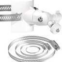 Universal Adjustable Stainless Mount Bracket Outdoor Security Camera 360 Degree hoop Hose Clamp Pipe Poles Mount No-drill holes Compatible with Reolink/Nest/Arlo/Eufy/Wyze and other camera (White)