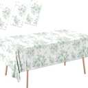 Green Floral Tablecloth, 54 x 108 Inch Vintage Sage Green Toile Tablecloth Floral Disposable Tablecloth sage green Flower Green Toile Table Cloth, Green Floral Table Cover for Wedding Bridal Tea Party