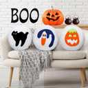 Suzile 3 Pcs Halloween Throw Pillows Decorative Spooky Pillows for Sofa Bed Couch Stuffed Halloween Pillow for Party Outdoor Home Decorations Ghost Decor Cushion