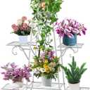 CarolynDesign 6 Tier Plant Stands for Indoors and Outdoors,Flower Pot Holder Shelf for Multi Plants,White Metal Plant Stand for Patio