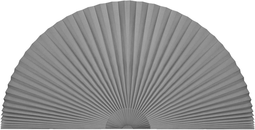 Arch Window Shade Stick on Half Circle Window Covering No Tools Pleated Fabric Semi Circle Half Round Window Shade Light Filtering Half Window Blinds for Living Room, 36x18inch, Grey