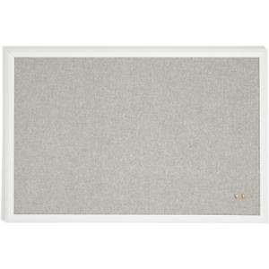 U Brands Farmhouse Large Bulletin Board 20 x 30 Inch Linen Fabric Pin Board, White Wood Style Frame, Wall Message Center & Vision Board for Farmhouse Decor, Home Office, Classroom, Includes Push Pins