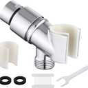 All Metal Handheld Shower Head Holder - Adjustable Shower Rod Holder with Brass Pivot Ball - Handheld Shower Head Holder - Shower Hose Holder for attaching Shower arm to Shower Hose, Chrome