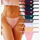 FINETOO 10 Pack Adjustable G String Thongs for Women Sexy Underwear Low Rise Womens Thong Cotton Panties for Ladies Large