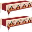 Thanksgiving Tablecloth,2 Pack Disposable Plastic Tablecloths for Rectangle Tables 54"x108",Thanksgiving Decorations,Turkey Table Cloths for Home,Dinner,Give Thanks Table Cover for Picnic,Birthday