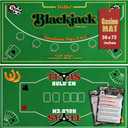 Gamie Double Sided Felt Casino Mat, 36 x 72 for Blackjack & Texas Holdem Poker, 2-in-1 Texas Holdem Poker Mat & Blackjack Mat, Professional Grade Poker Tabletop Mat with Instructions Booklet