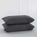 MooMee Bedding Pillowcases Pack of 2 100% Washed Cotton Linen Like Textured Breathable Durable Soft Comfy (Heathered Dark Grey, King)