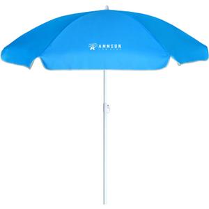 AMMSUN 5ft Seaside Beach Umbrella for Sand and Water Table - Kids Durable Umbrellas for children Beach Camping Garden Outdoor Play Shade,5ft Blue