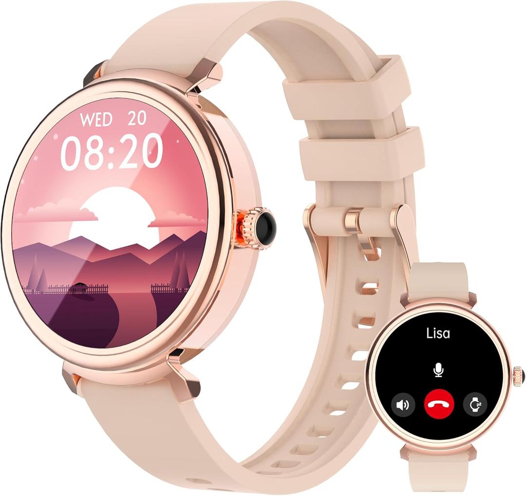 Smart Watch for Women with Answer/Make Call,1.27" HD Waterproof with DIY Faces,Fitness Tracker Smart Watch with Heart Rate,SpO2,Sleep Monitoring Compatible with iOS/Android (Gold)