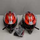 Adult Motocross Dirt Bike Helmet with Goggle, Gloves & Mask - DOT/FMVSS-218 Off-Road Motorcycle & ATV Helmet with Adjustable Sun Visor (Large, New Red Flame)