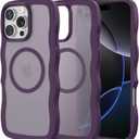 Maxdara for iPhone 16 Pro Max Magnetic Case, [Compatible with Magsafe] [TPU Bumper Shockproof Drop Protection] Wavy Frame Translucent Cute Cases for iPhone 16 Pro Max (Purple)