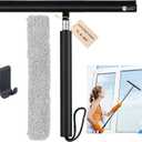 Telescopic Extension Pole Shower Squeegee with Long Handle and Hook Retractable Scrubber Window Cleaning Floor Shower Squiggy Mirror Tile Shower Glass Car Mop,12 inch