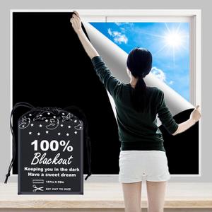 100% Blackout Blind Curtains Window Cover [157" x 59" XXL] [DIY Cut to Any Size or Shape] [Hook & Loop Tabs][ Portable Bags for Travel] [Light & UV Blocking ] for House,Nursery,Apartment (Black and Silver-grey)