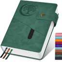 PAIBAS B5 Leather Journal Notebook, 365 Pages Thick Hardcover Lined Journal for Men Women, Large 7.6" x 10" College Ruled Notebooks for Work, School, Travel, Business, Note Taking, Writing Diary (Green)